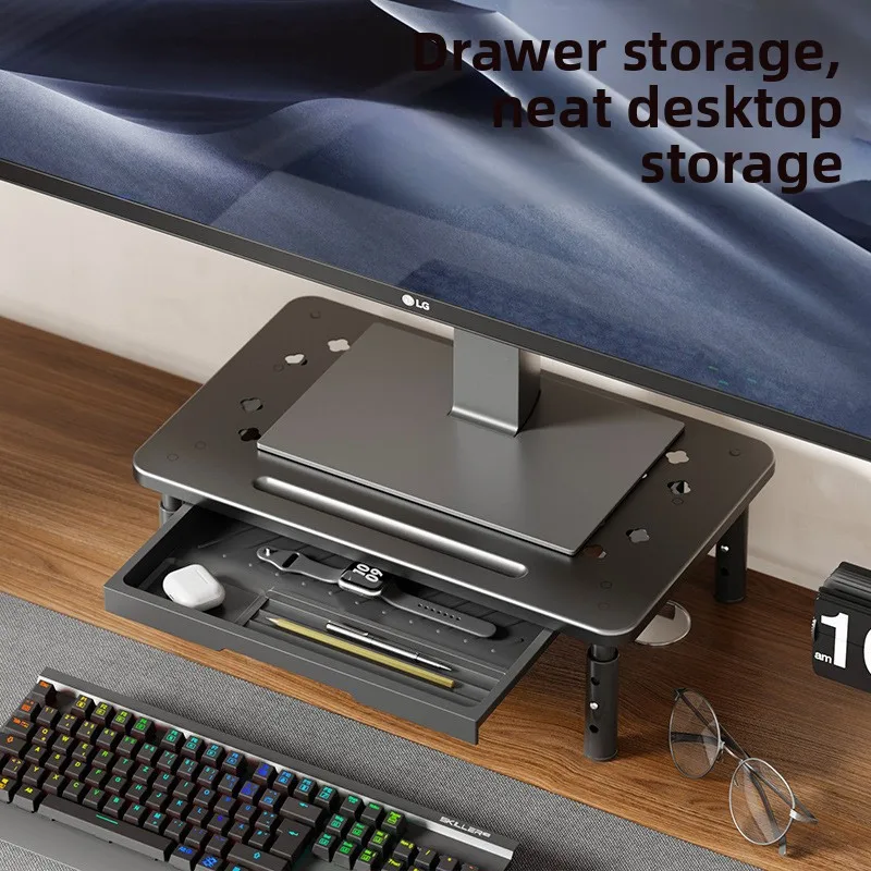 Monitor Heightening Rack, Computer desktop Screen Holder, Raised desktop Storage Base, Desk Storage with Drawers