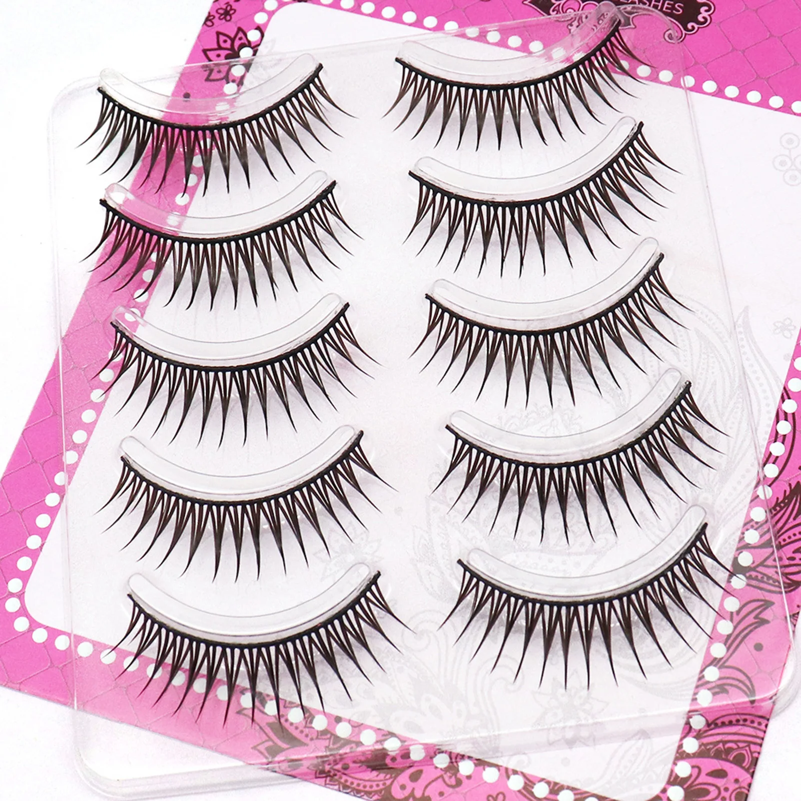 5 Pairs Wet Tip False Eyelashes Full Strip Lashes Reusable Wispy A Style Lashes for Women Party Wedding Daily Makeup Cosplay