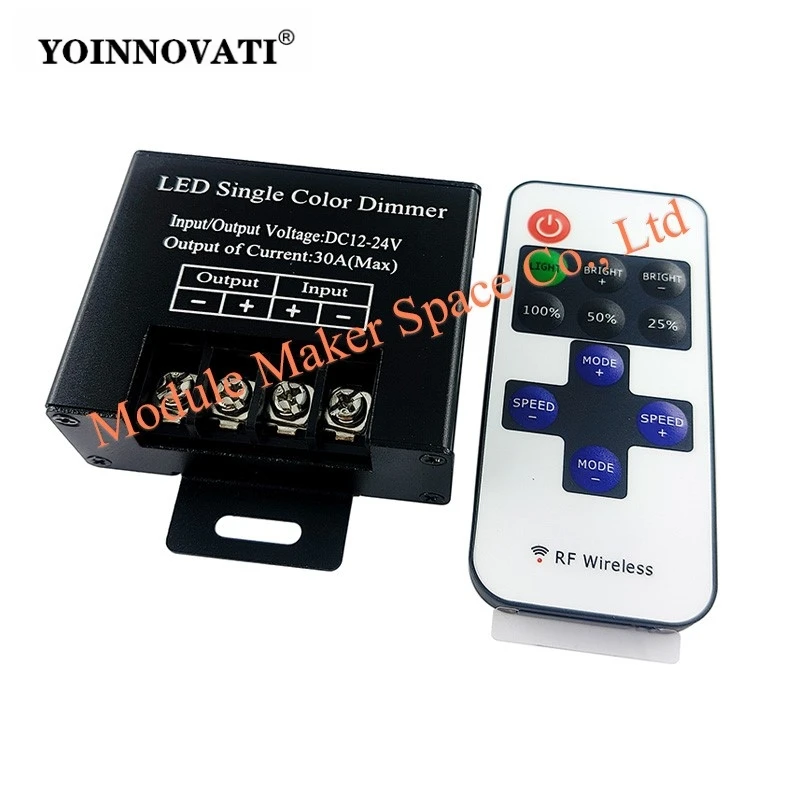 11 Keys RF Remote Controller Dimmer for Single Color LED Strip Adjustable Brightness, for Cabinet Lighting and Illuminated Signs