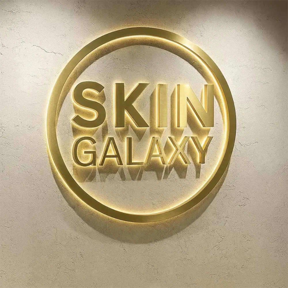 Custom Metal illuminated Backlit Sign 3D Letters For Business Logo Salon Storefront Office Outdoor Trade Show Metal Backlit Sign