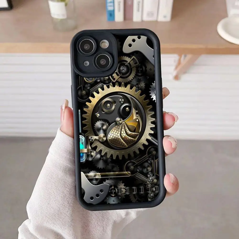 Mechanism Gear Mobile Phone Case for iPhone 17 16 15 14 13 12 11 Air Pro Max Plus Thicken TPU Colorful Cover Cover Pretty Luxury