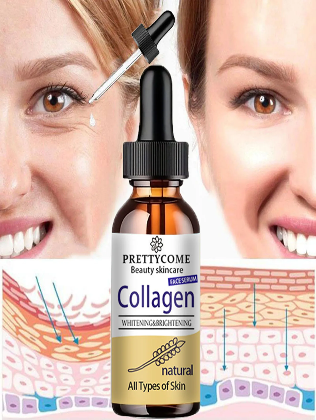 collagen essence for skin care shrinks pores, reduces fine lines, nourishes skin, and cleans face