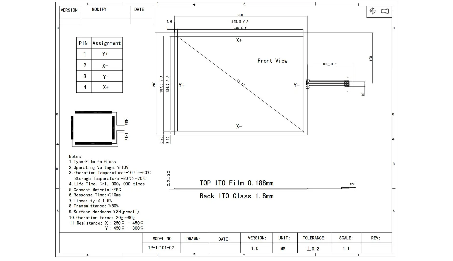 Painel táctil para NL10276BC24-19D 12.1 POLEGADA LCD industrial, testado antes do envio
