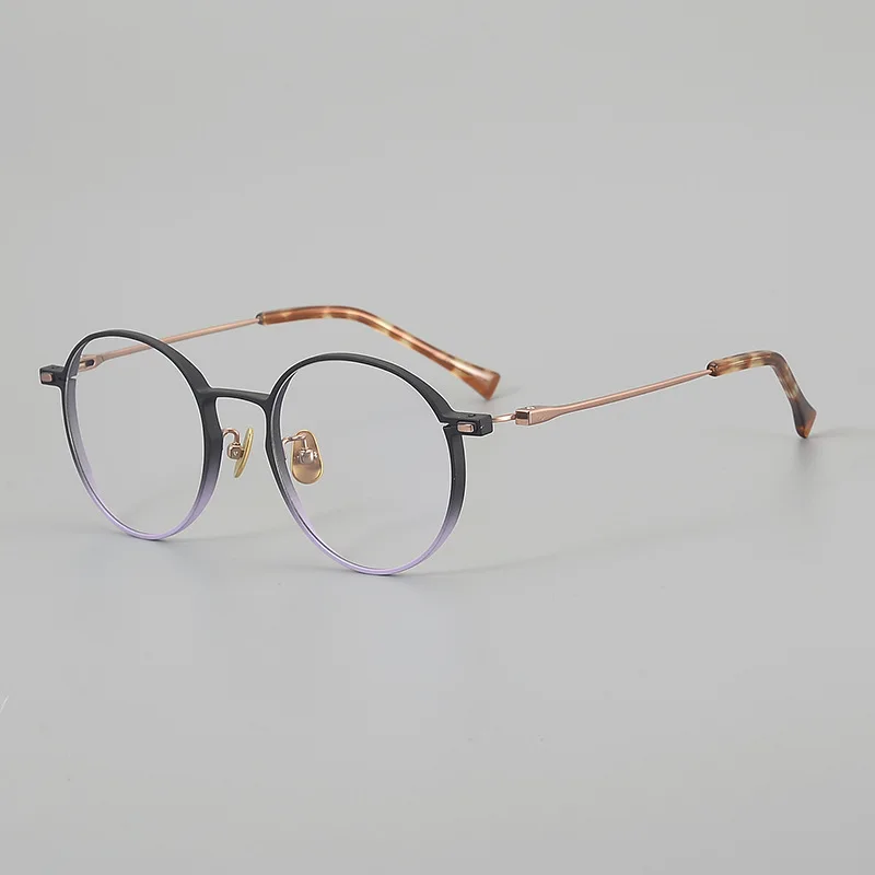 

High Quality Retro Literary Pure Titanium Glasses Frame Men Ultralight Round Eyewear Prescription Frames Women Optical Glasses