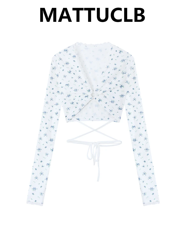 

Women's Kpop Hot Sexy Crop Top Gyaru Coquette Y2k Long Sleeve T-Shirts Streetwear V-Neck Tees 2000s Korean Fashion Tide New In