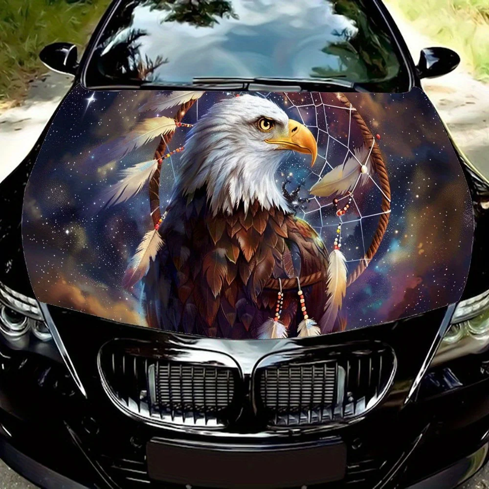

Colorful Eagle & Dreamcatcher PVC Car Vinyl Wraps, Self-Adhesive Waterproof Car Hood Decal Sticker, Car Decoration Protection St