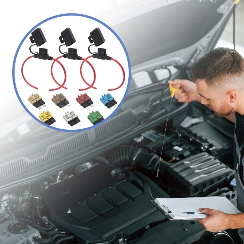 

Новинка 2025 года, 10 шт., держатели предохранителей с проводом 12 AWG, водонепроницаемые пылезащитные колпачки, держатель для