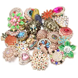 50pcs/lot Mixed Style 18mm Metal Snap Buttons Jewelry Ginger Crystal Snap Fit 18mm Snap Bracelet Bangles Necklace