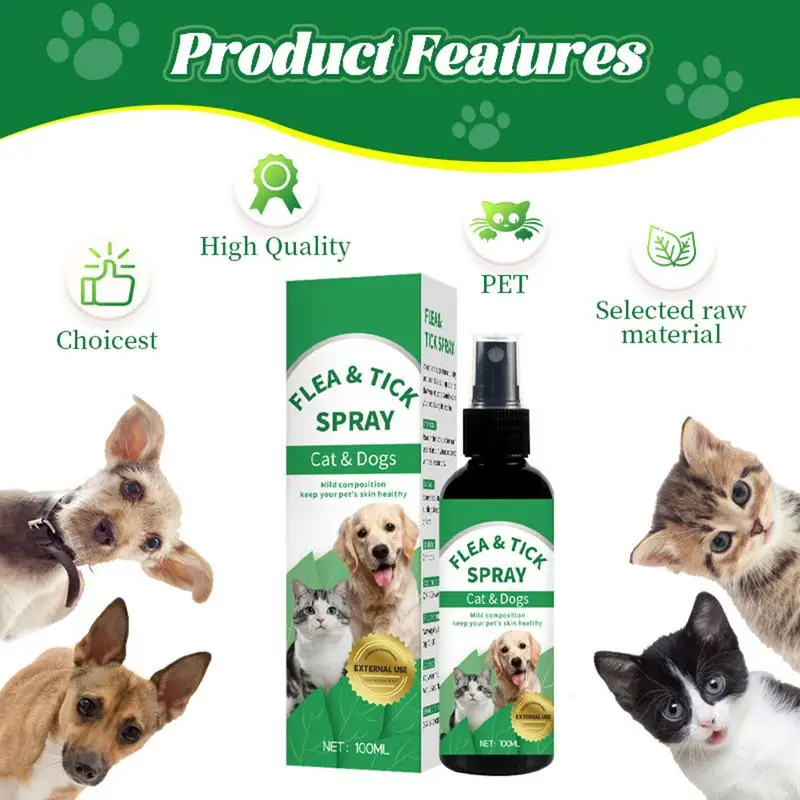 Dog Skin Spray 100ml Dog Tick Liquid Tick Prevention And Protection Portable Dog Deworming Liquid For Pet Health