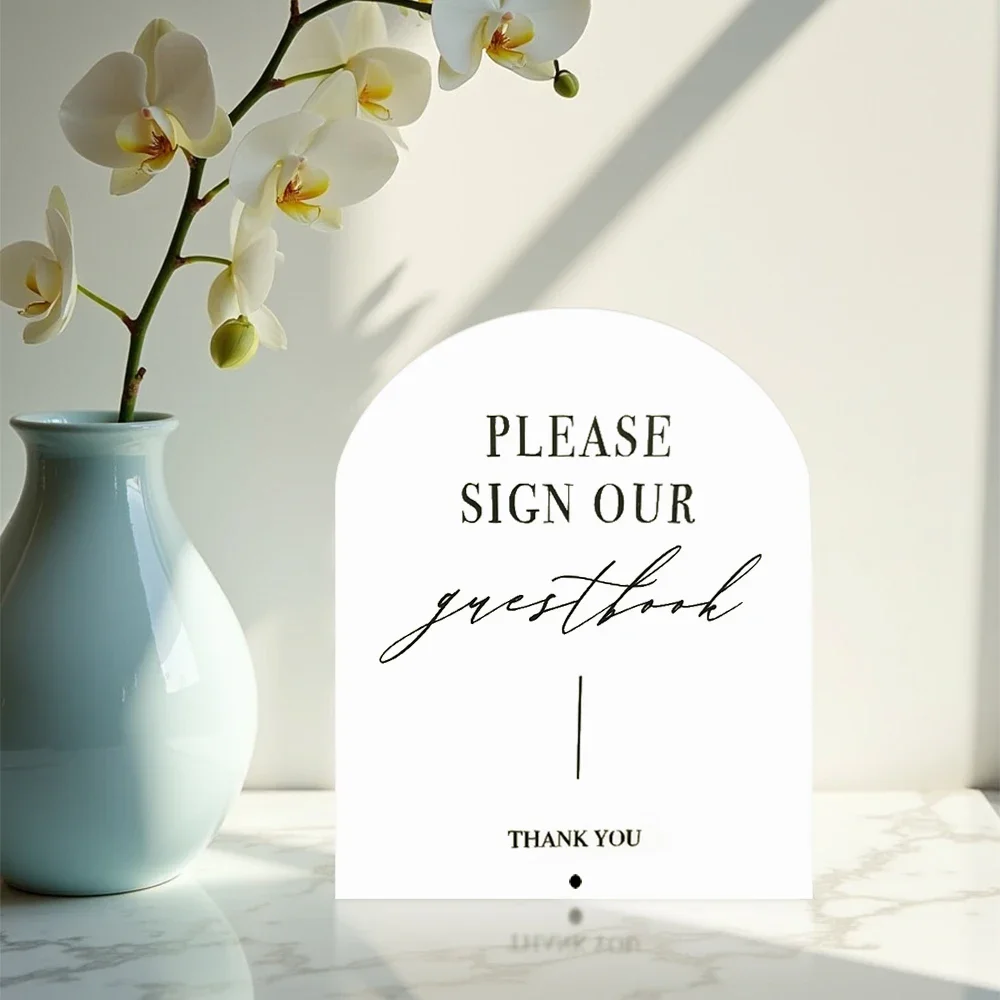 لافتة زوار على شكل قوس أكريليك، لافتة زخرفية أنيقة من الأكريليك لطاولات سجل الزوار، ومناطق الاستقبال وتصفيف الأحداث #4