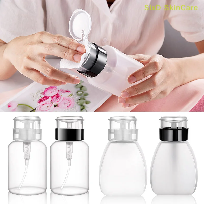 250ml Nail Polish Remover Bottle UV Gel Press Bottle Nail Art Clean Acetone Bottles Empty Pump Dispense Liquid Container Storage