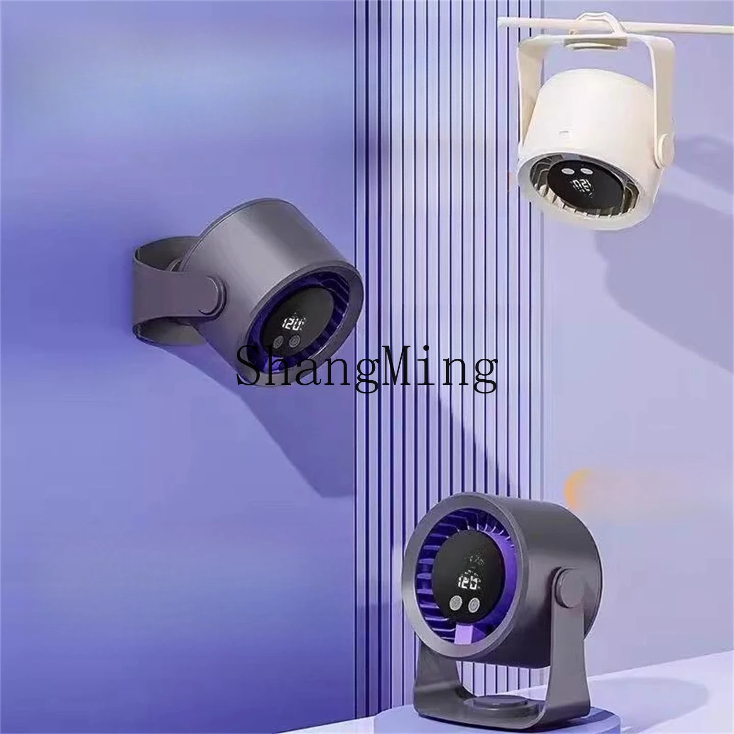 SM مروحة خارجية للمطبخ المكتبي الجديد، مروحة توزيع شاشة رقمية قوية مثبتة على الحائط