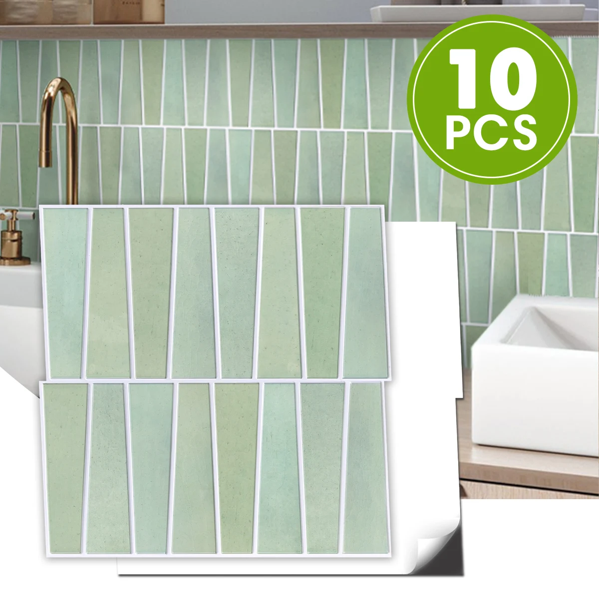 Commomy 10 Pcs Matte Peel and Stick Tiles, Adhesive Tile Backsplash Kitchen Peel and Stick Bathroom Tiles, Wall Decor