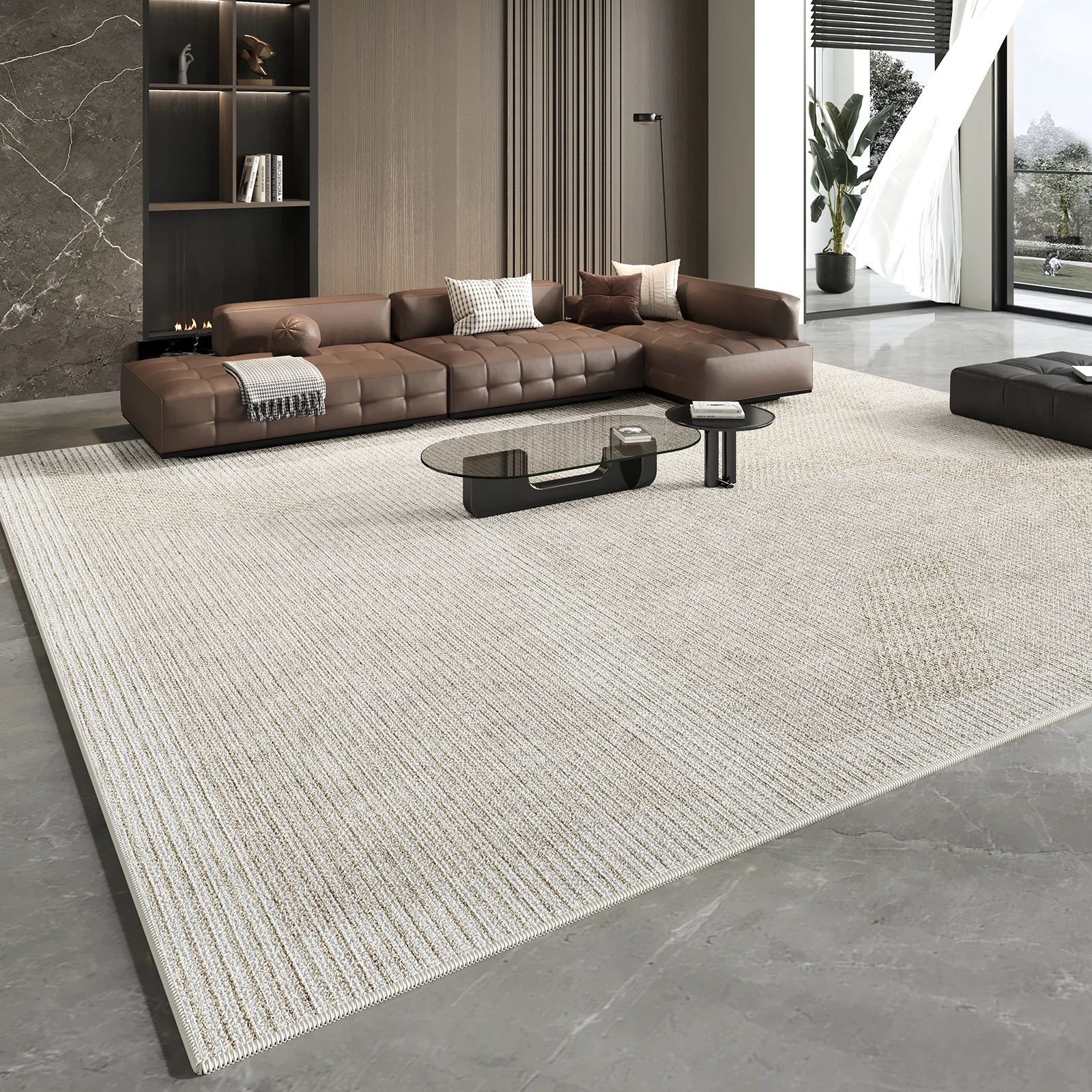 

New light luxury high-end gray leave-in washable bedroom bedside floor mat pole