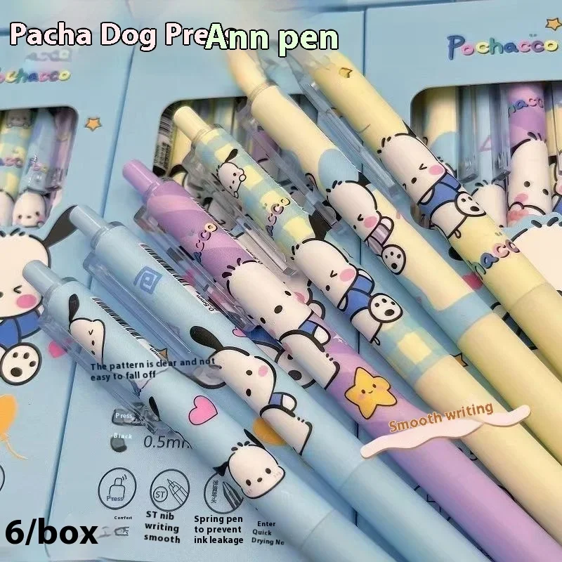 سانريو الصحافة هلام القلم 6/12 قطعة جديد Kawaii Pochacco الرياح التجفيف السريع طالب أسود 0.5 مللي متر هلام القلم طالب لوازم هدية عيد ميلاد