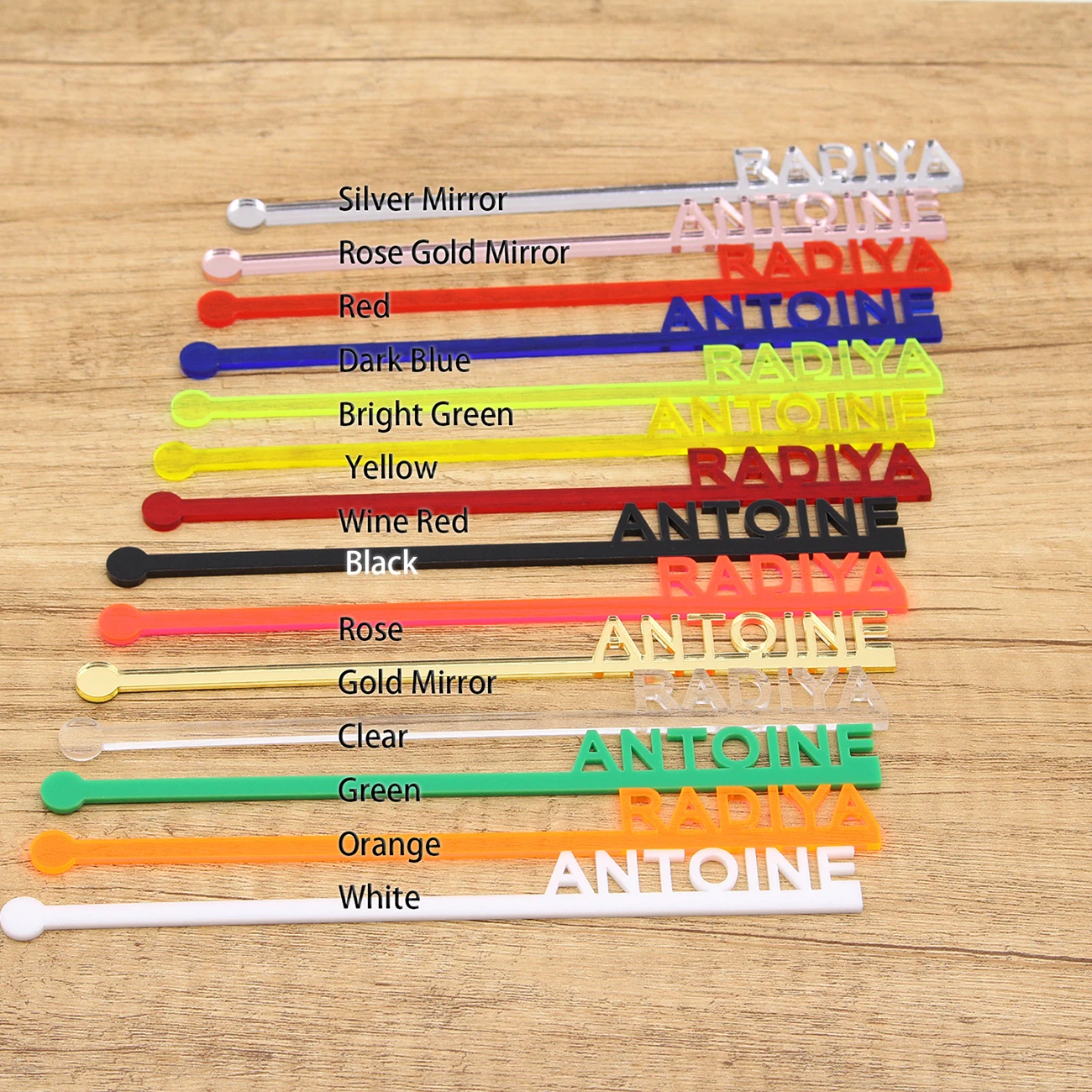 12/60/120pcs Personalized Acrylic Wedding Decor Baptism souvenir Customized Name Cocktail Stirs Bachelor Party Drink Stirrers