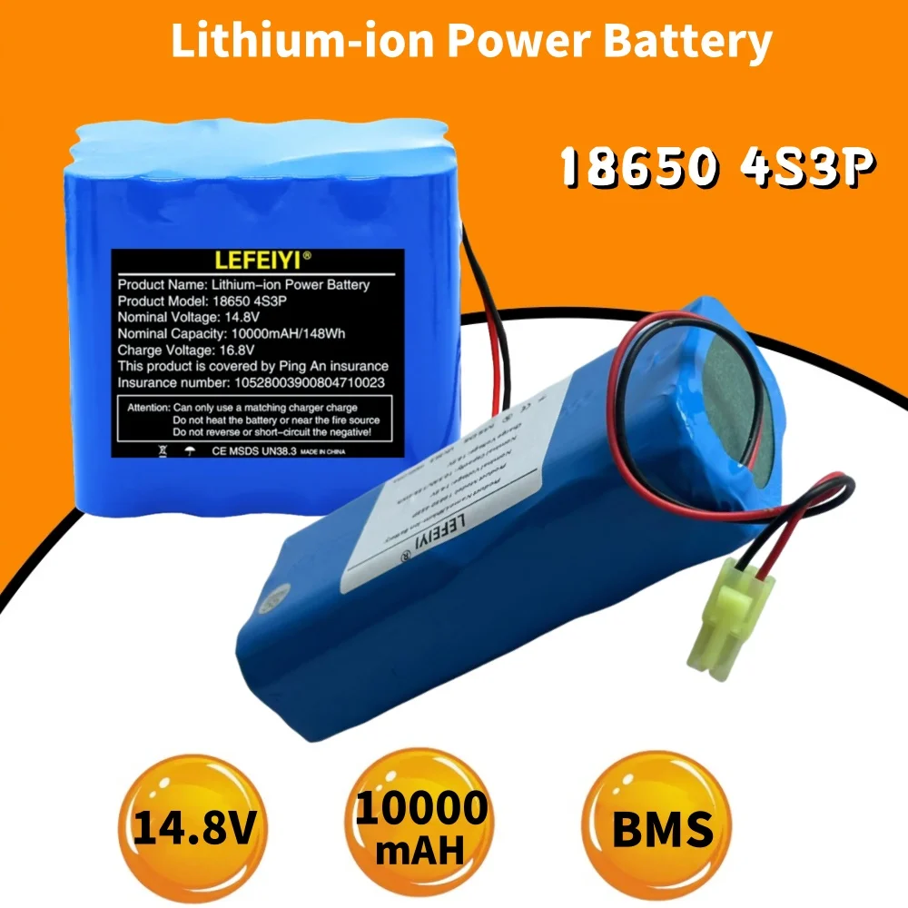 

18650 Battery 14.8V 10000 BMS 4S3P Electric Boat and Uninterruptible Power Supply