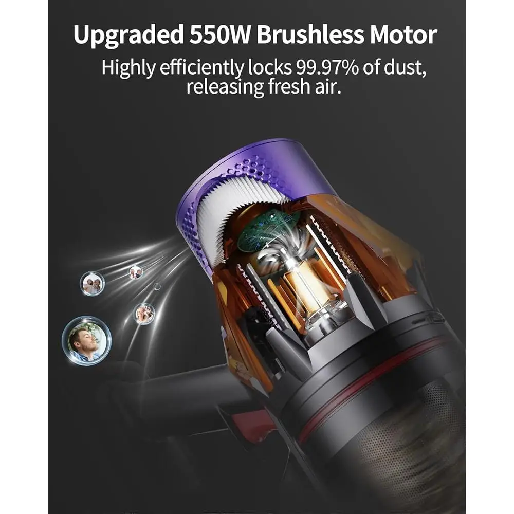 Aspirapolvere senza fili X7A X9 Potente aspirazione 550W 60min Durata della batteria Luce a LED Batteria rimovibile Pulizia profonda dei peli di animali domestici