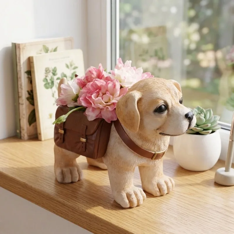 Labrador Shaped Dog Flowerpot, Fun Animal Planter for Windowsill & Desktop Decoration