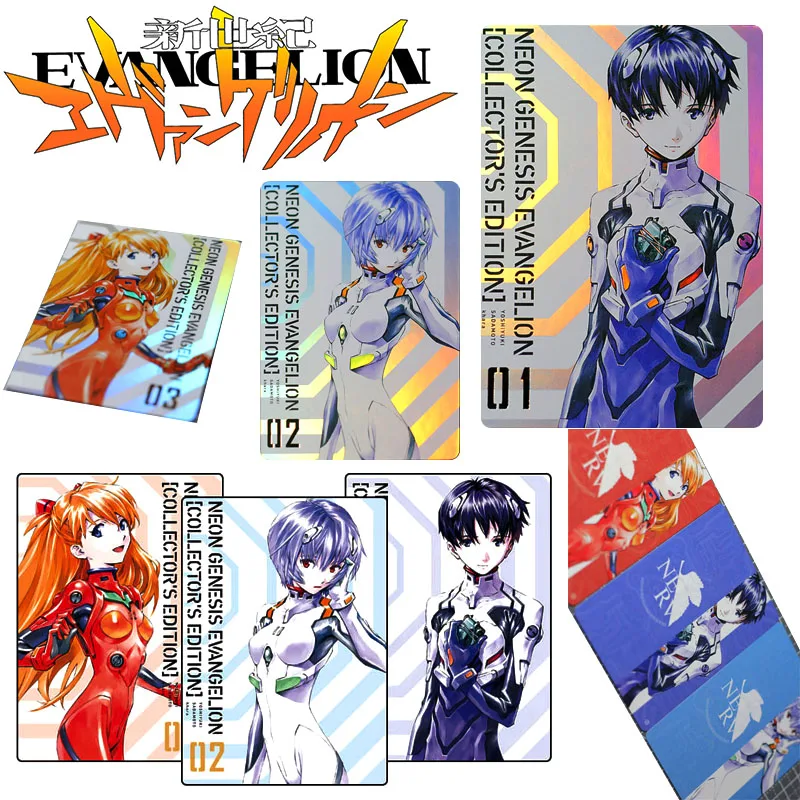 8Pcs/set Neon Genesis Evangelion Asuka Ayanami Anime Characters Diy Bronzing Collection Card Toys Christmas Birthday Gift