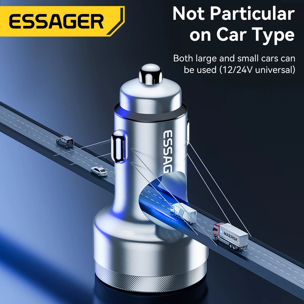 Essager 80W Car Charger USB Type C PD Fast Charging Phone Quick Charge for iPhone 14 13 Huawei Xiaomi Samsung iPad Laptop Tablet