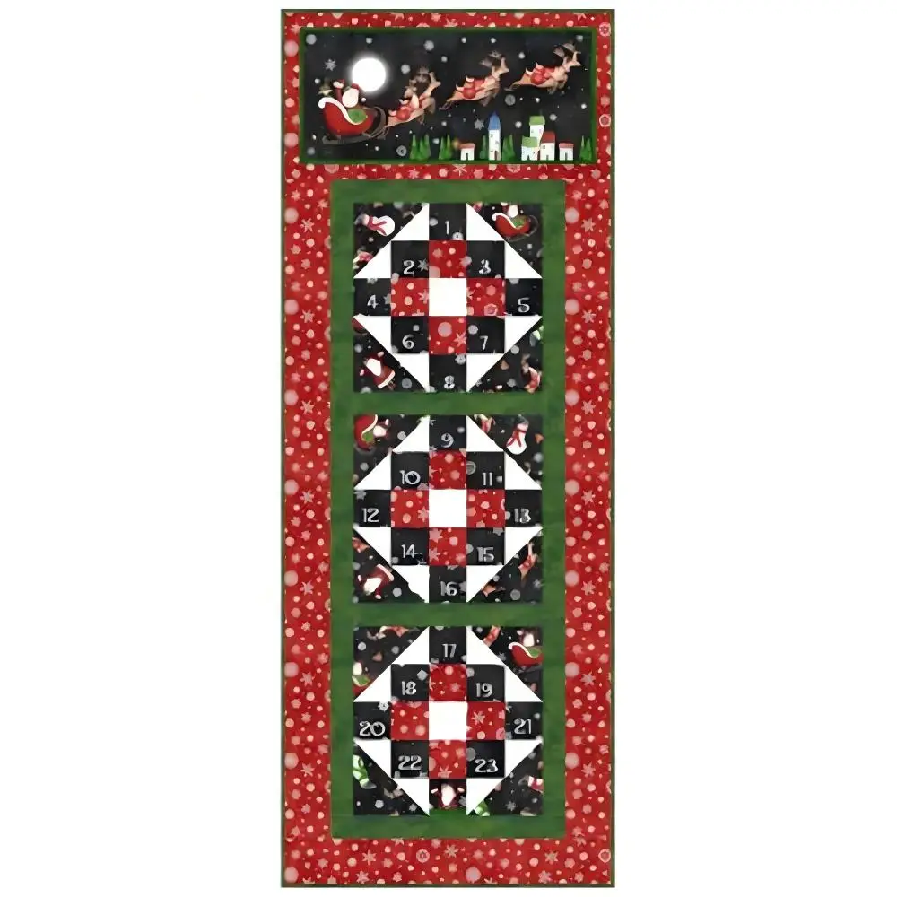 Christmas Runner Rug Vintage Quilt Style Numbers Felt Long Entrance Door Mat Anti Slip Area Carpet for Corridor Home
