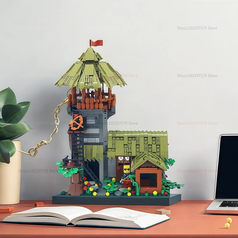 NEW Creative Thatched Cottage  My Cube World Building Blocks Model Thatched Cottage Log Cabin Assemble Bricks Toys Gifts For Kid