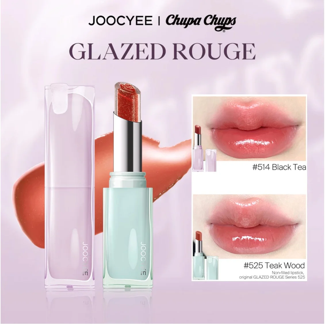 JOOCYEE LIPSTICK x Chupa Chups GLAZED ROUGE Moisturizer Long-lasting Bright and Crystal Beauty Lip Waterproof Makeup Cosmetics