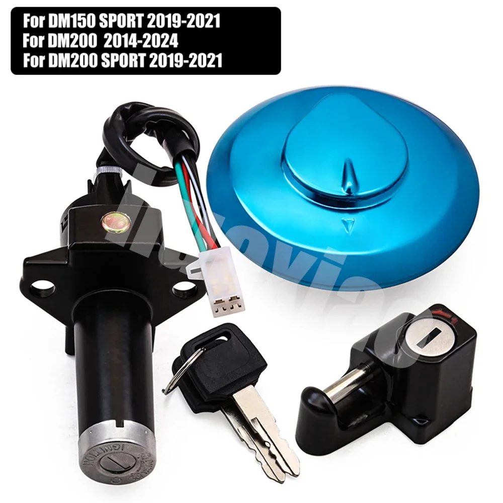 Motorcycle Ignition Switch and Fuel Tank Caps Lock Keys Set for Italika DM150 SPORT DM200 SPORT 2014-2024 Second Lock