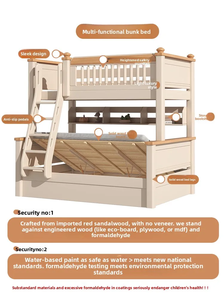

Solid Wood Upper and Lower Bunk Bed, Economical Bed, Children's Bed, High-low Upper and Lower Levels