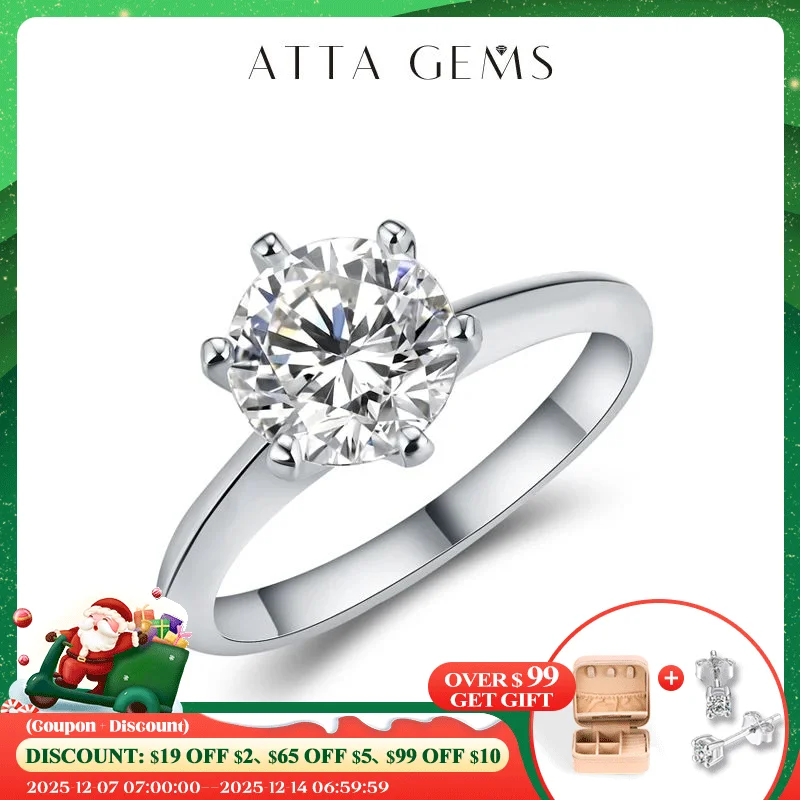 

Classic Six Claw 1ct~3ct Moissanite Ring Round Brilliant Cut Diamond Test Passed Moissanite Diamond Solitaire Rings for Women