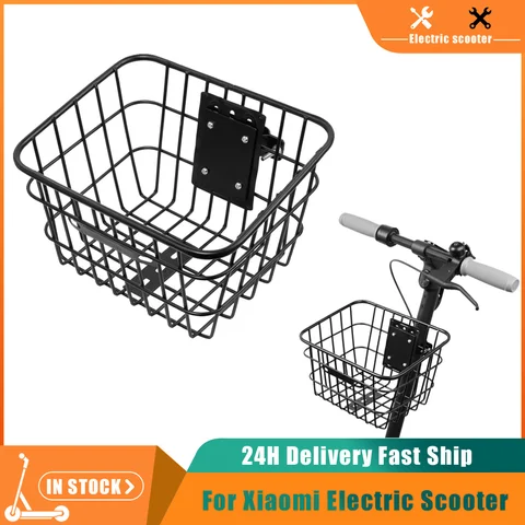 Cesta de alça frontal inoxidável modificada para xiaomi m365 pro mi3 max g30 scooter elétrico organizador armazenamento transportadora pendurado baske