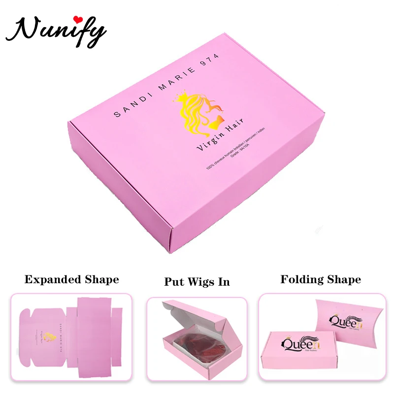 

20Pcs Paper Box With Lids For Hair Custom Logo Packaging Box For Wigs Pink Fold Gift Box For Wrapping Presents Add Logo 25x17x6