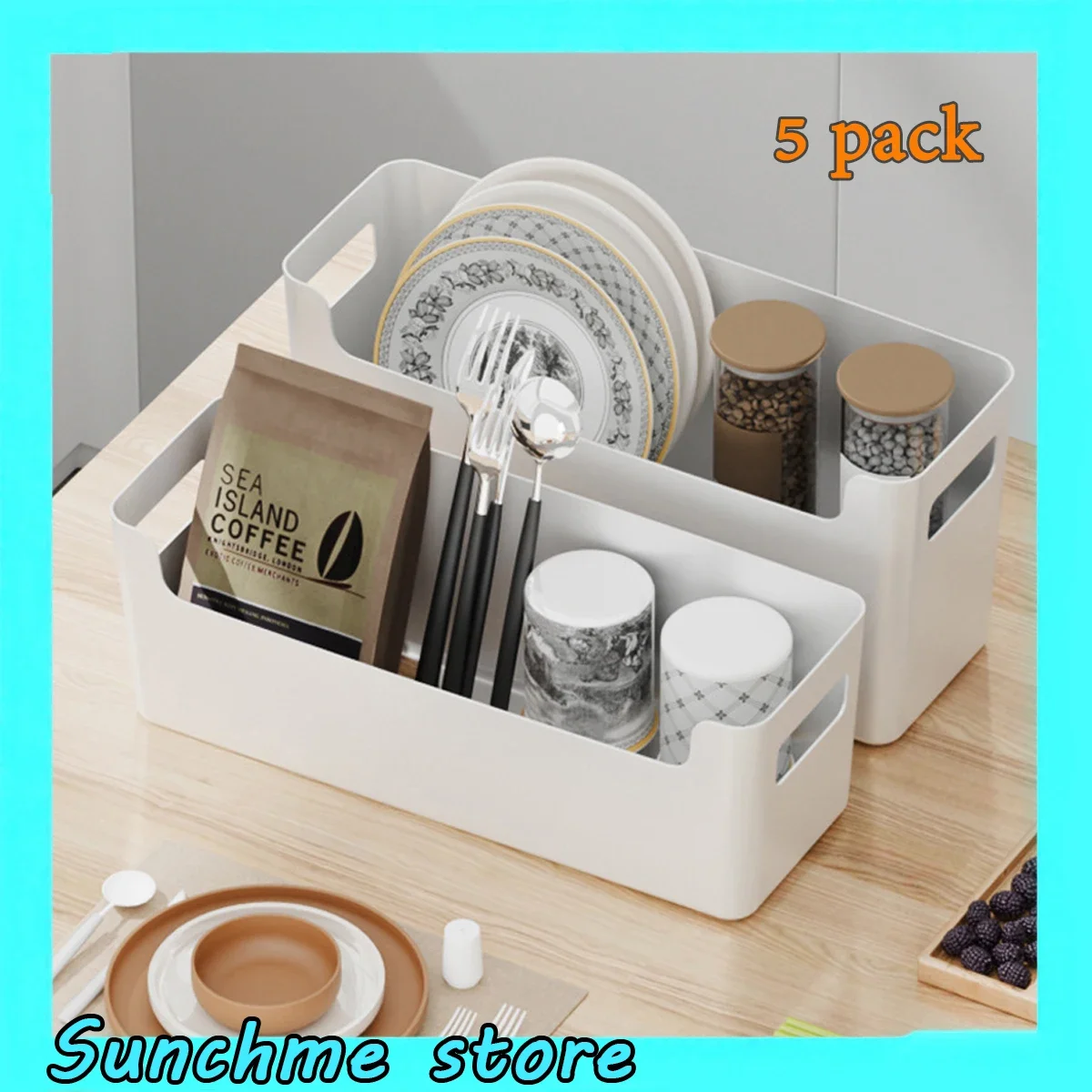 Cabinet Storage Organizer Box with Adhesive Room Desk Stationery Pencil Case Organization Home Kitchen Storage Basket Container