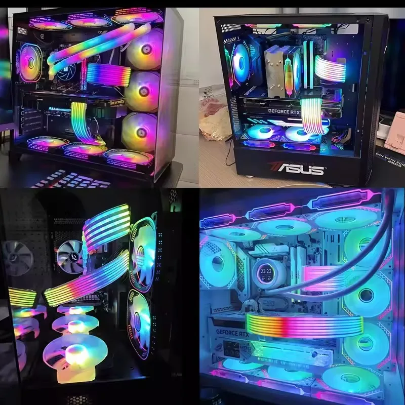 ICE Whale Гибкая светодиодная лента RGB ARGB, крышка платы для блока питания компьютера ATX 24PIN GPU, кабели и чехол для видеокарты