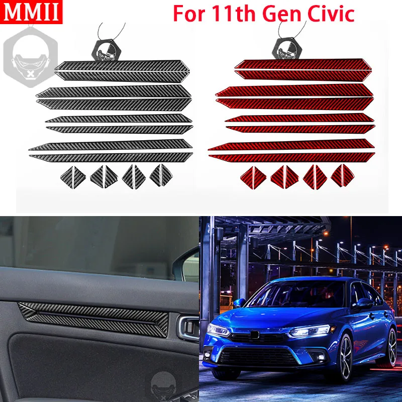 

16pcs RRX for 11Th Gen Honda Civic 2022 Interior Carbon Fiber Inner Door Panel Decoration Cover Trim Sticker Car Accessories