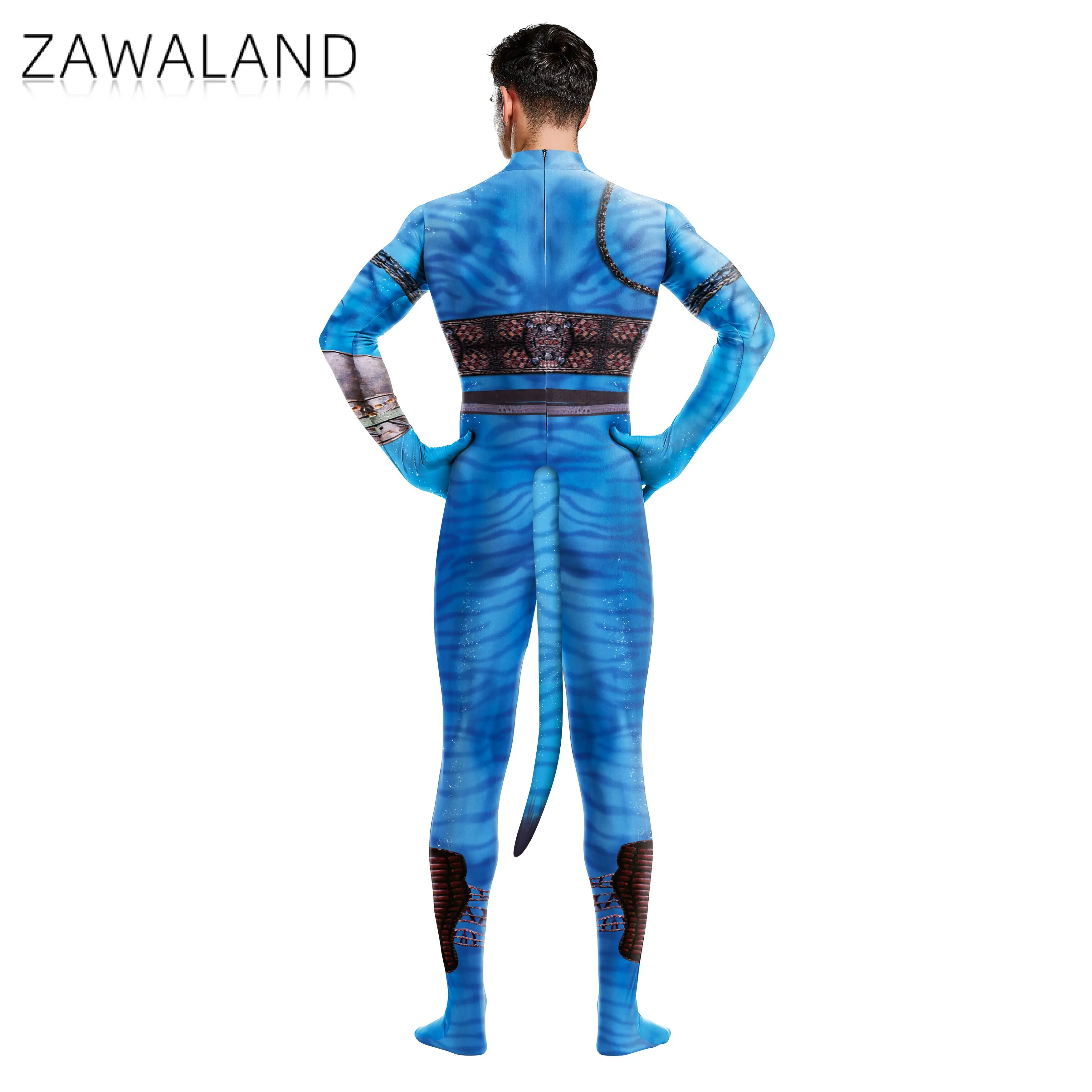 Zawaland Movie Cosplay Cosutme Couple Petsuit with Tail Holiday Party Zentai Suit Festival Crotch Zipper Jumpsuit Unisex Gifts