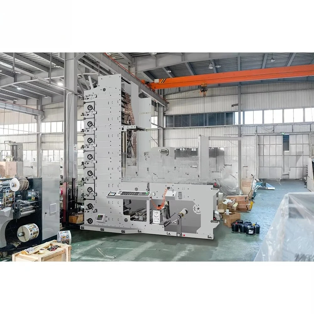 High Speed 8-Color Flexo Printing Press with Water-Cooled System for Roll to Roll Film and Sticker Printing