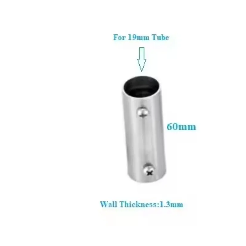 

4Pcs Stainless Steel 19 22 25 32 38 50mm Pipe Pole Rail Straight Coupling Connector Socket Black