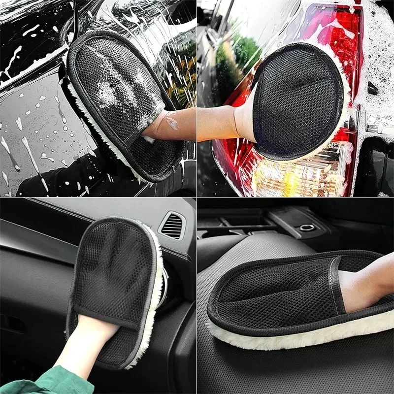 1/2/3/4/5/6Pcs Multi-Use Cleaning Mitt - Microfiber Car Wash Glove Scratch-Free Sponge For Car Detailing Home & Kitchen Cleaning