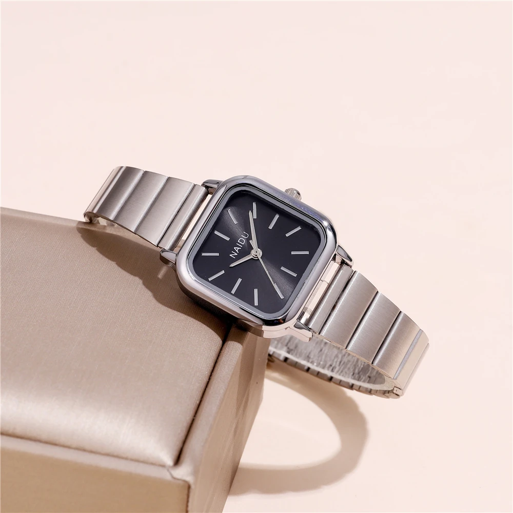 High Quality Luxury Fashion Square Dial Women Steel Band Quartz Dress Watch