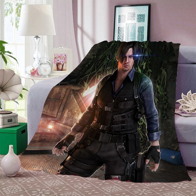 Sofa Blankets for Winter A-Leon A-Kennedy King Size Warm Knee Bed Fleece Custom Camping Fluffy Soft Blankets Microfiber Bedding