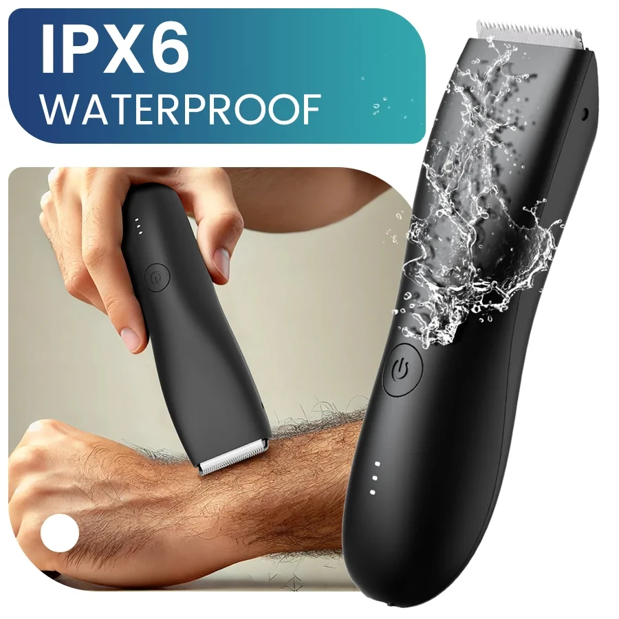 [IPX6] Men's Groin/Body Trimmer w/ SkinSafe - Foil Blades & Precision, Rechargeable Ball Shaver for Sensitive Skin view 4