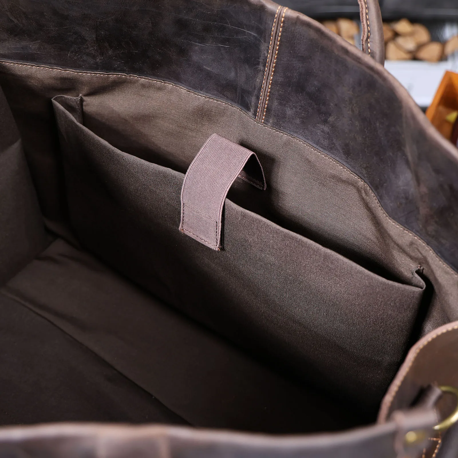 Vintage Echtleder-Reisetasche für Herren, Große Kapazität, Leder-Sporttasche, Klassischer Stil, Wochenendtasche, Übernachtungstasche – Detail 16