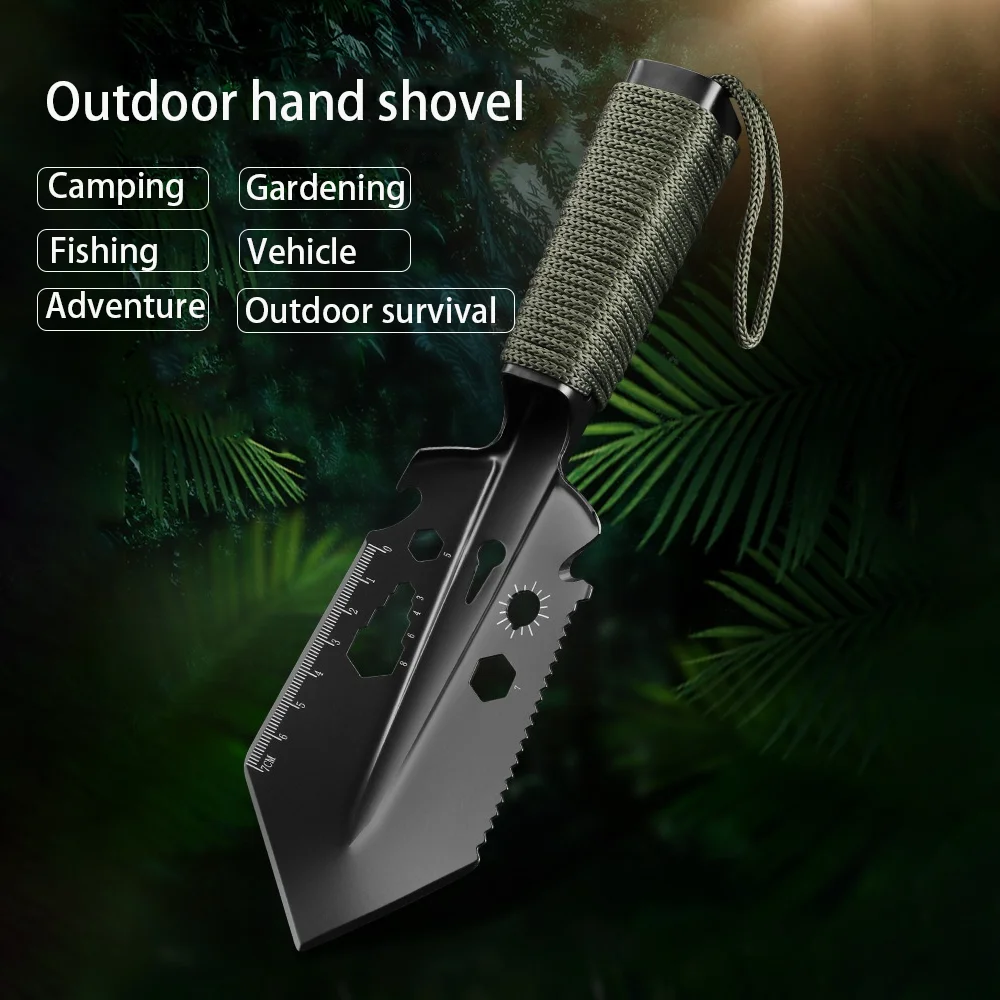 Outdoor hand shovel made of high carbon steel with rope handle suitable for camping/fishing/outdoor adventure/garden hand tools