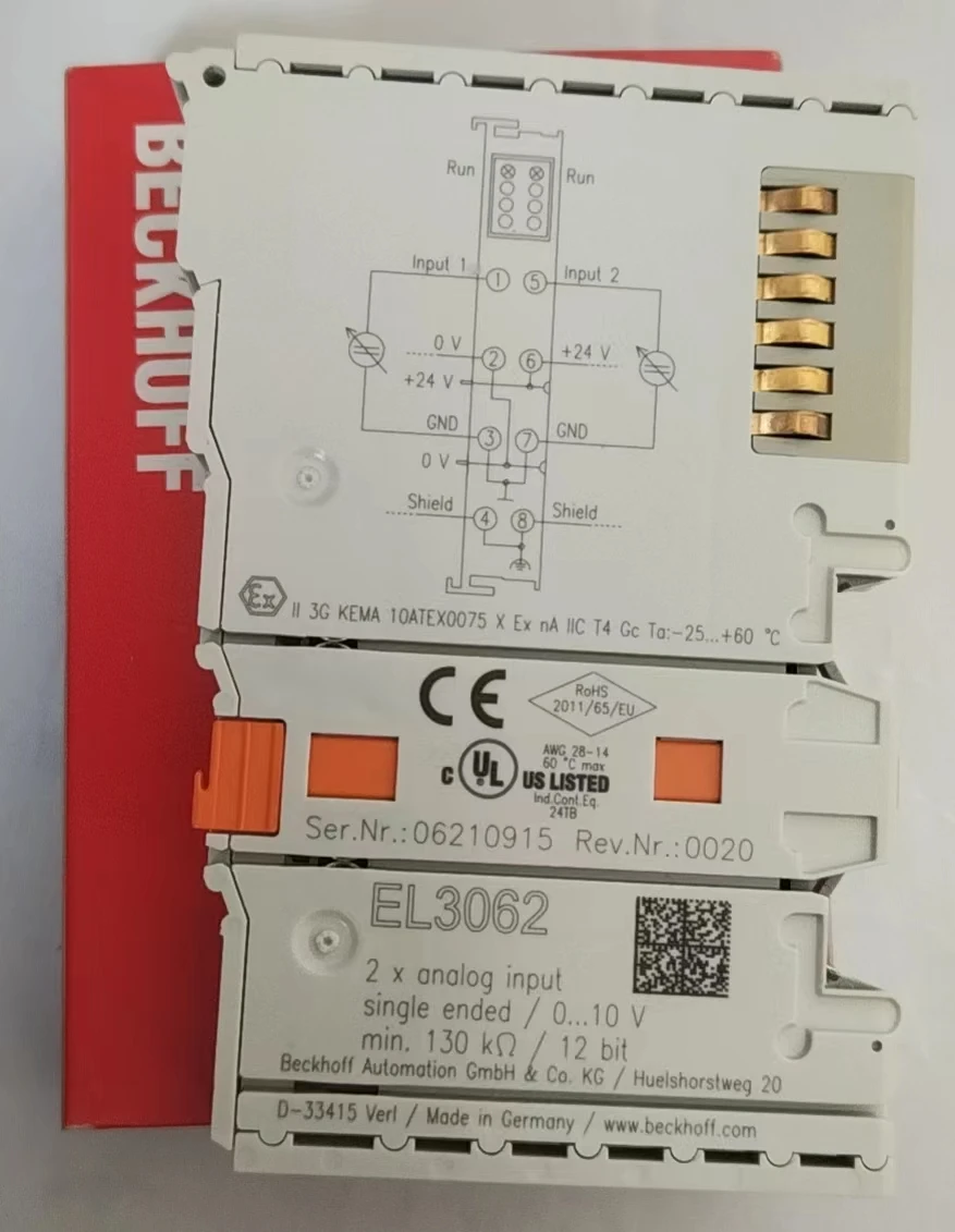 New Original Beckhoff dual channel simulation input module EL3062 voltage, 0 ... 10 v, 12 bits