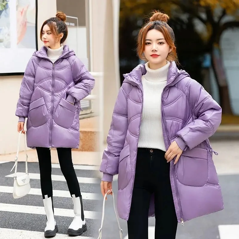 2023 New Winter Parkas Hooded Down Cotton Jacket Female Casual Loose Warm Cotton Padded Jackets Parka Outerwear Women Overcoat