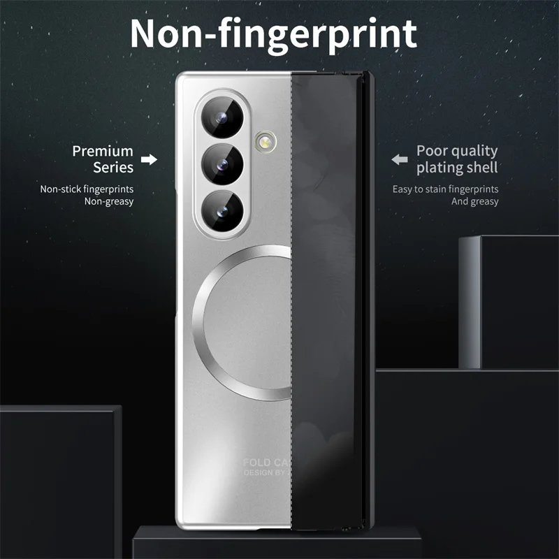 Dla Samsung Galaxy Z Fold 8 Ultra 7 6 5 5G, magnetyczna obudowa z zabezpieczeniem zawiasu, folia ochronna na ekran, bezprzewodowe ładowanie, odporna na wstrząsy, kompatybilna z Magsafe. — zdjęcie produktu 6