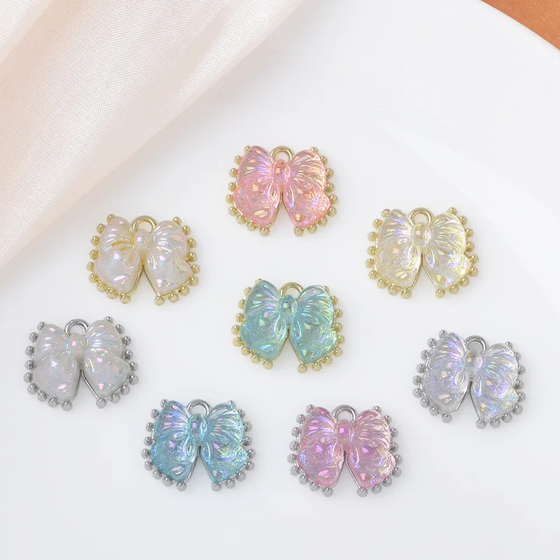 

50pc 14*17mm Gold color Alloy Material Resin Butterfly Charm For DIY Handmade Wedding Handmade Jewelry Making wholesale
