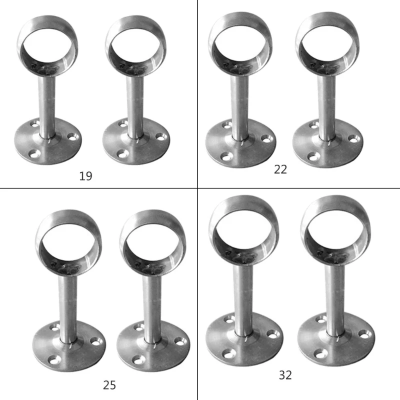 2 pçs aço inoxidável suporte haste cortina casa pendurado trilho haste suporte soquete armário pólo soquetes flange